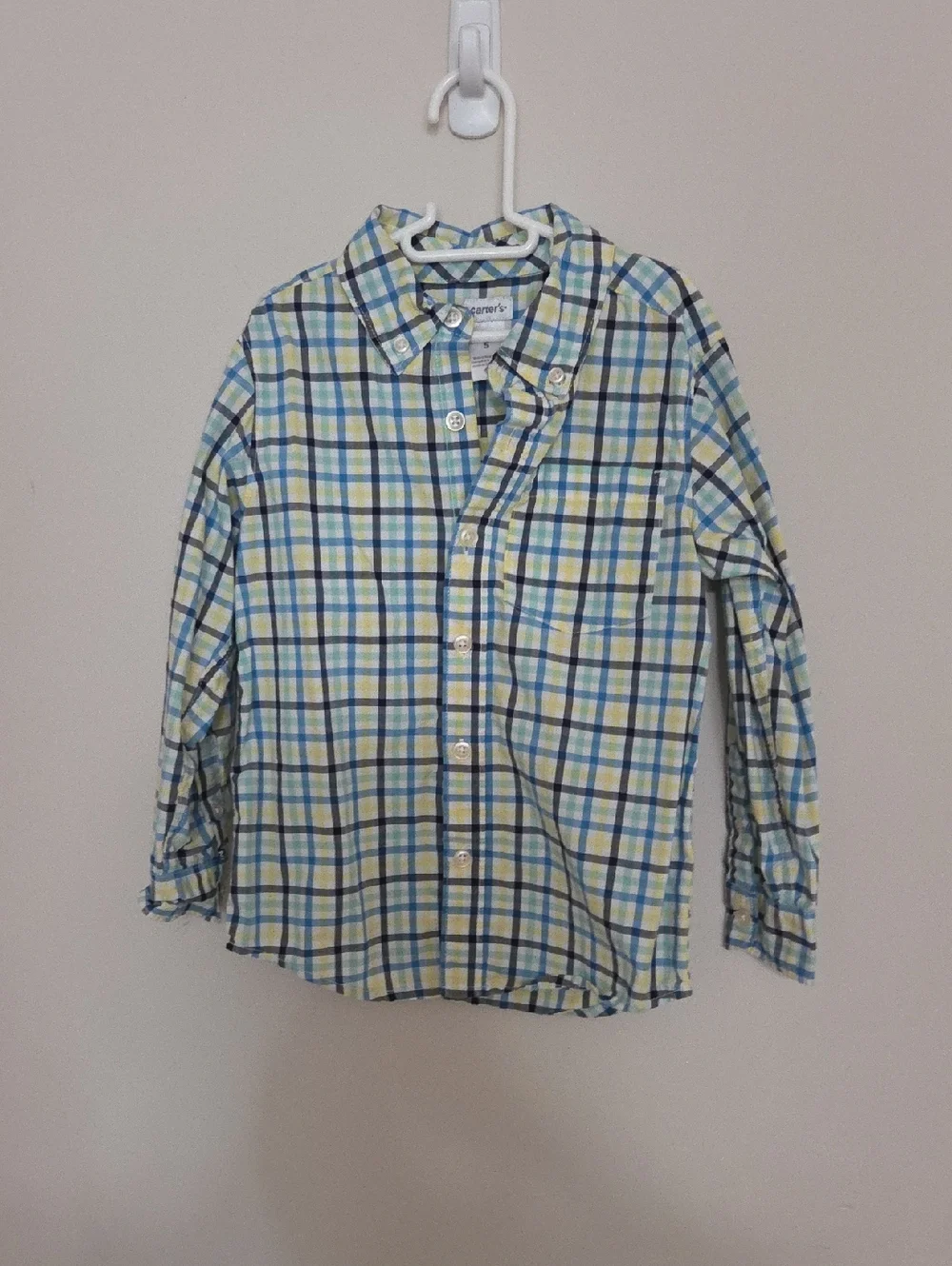 Carter's Plaid Button-Down Shirt in Blue and Yellow